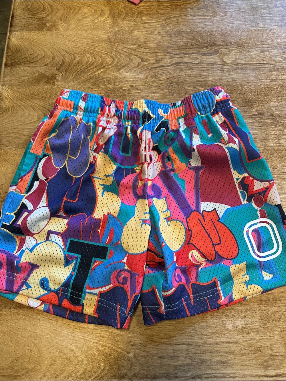 Overtime Kids Multicolor Graffiti-Print Athletic Shorts